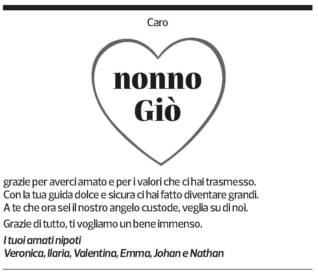 Annuncio funebre Giovanni Urriani