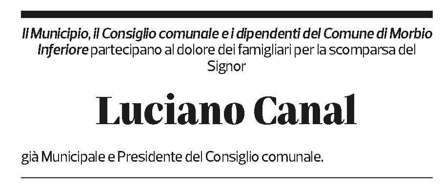 Annuncio funebre Luciano Canal