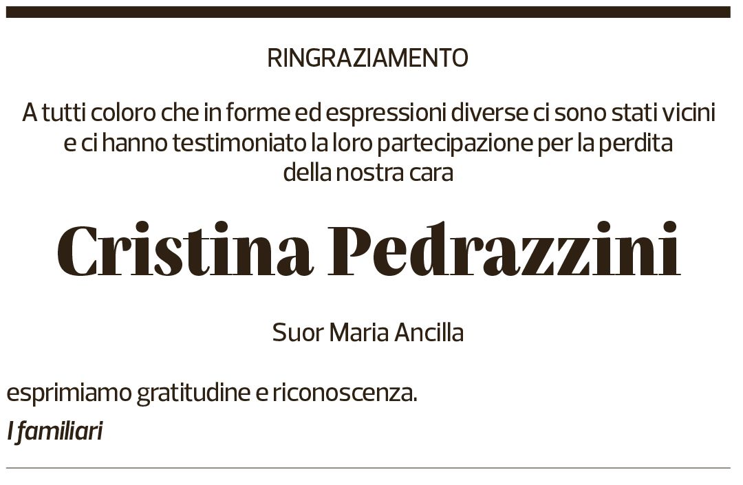 Annuncio funebre Cristina Pedrazzini