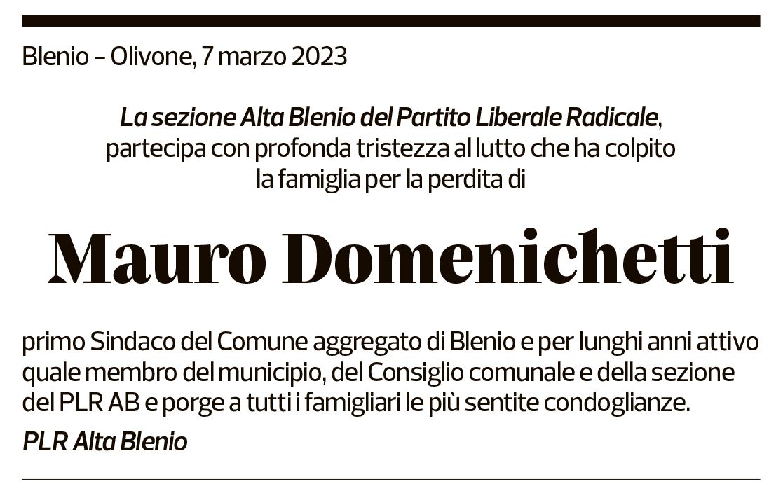 Annuncio funebre Mauro Domenichetti