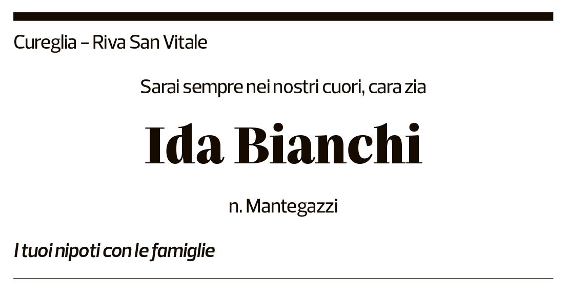 Annuncio funebre Ida Bianchi