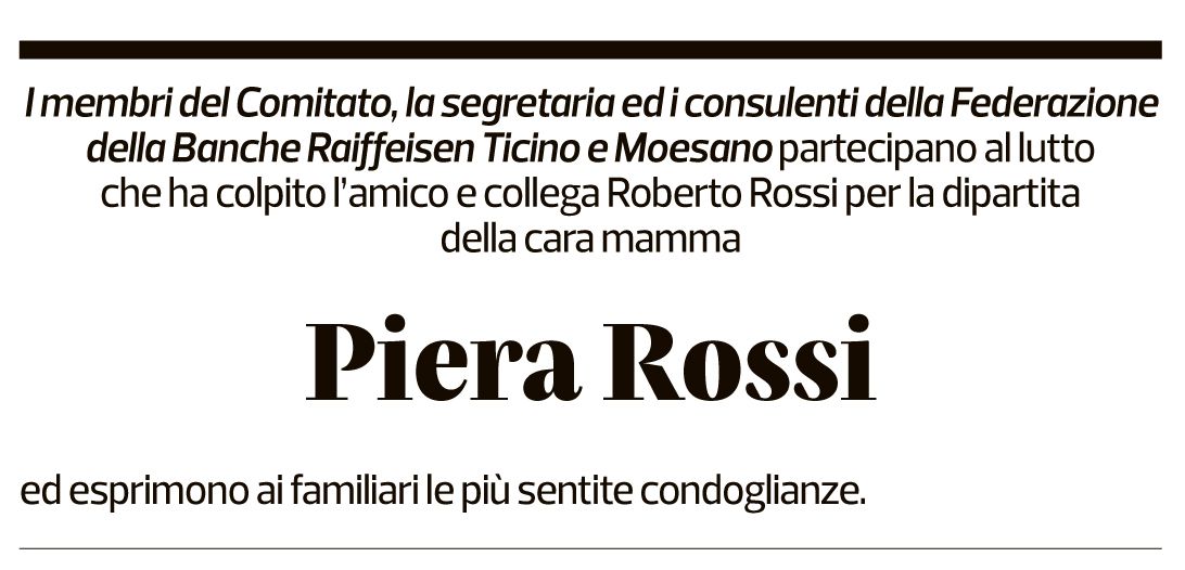 Annuncio funebre Piera Rossi