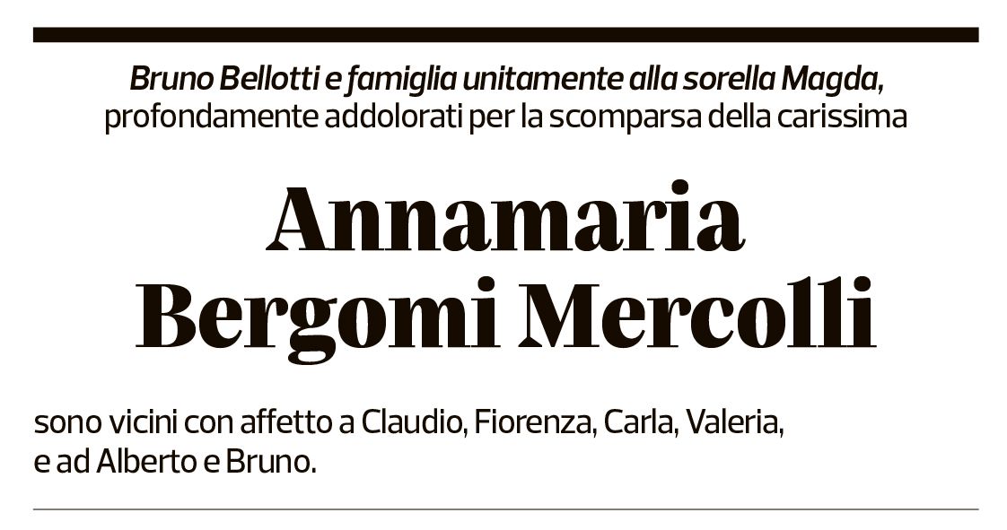 Annuncio funebre Annamaria Bergomi Mercolli