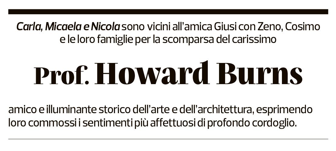 Annuncio funebre Howard Burns