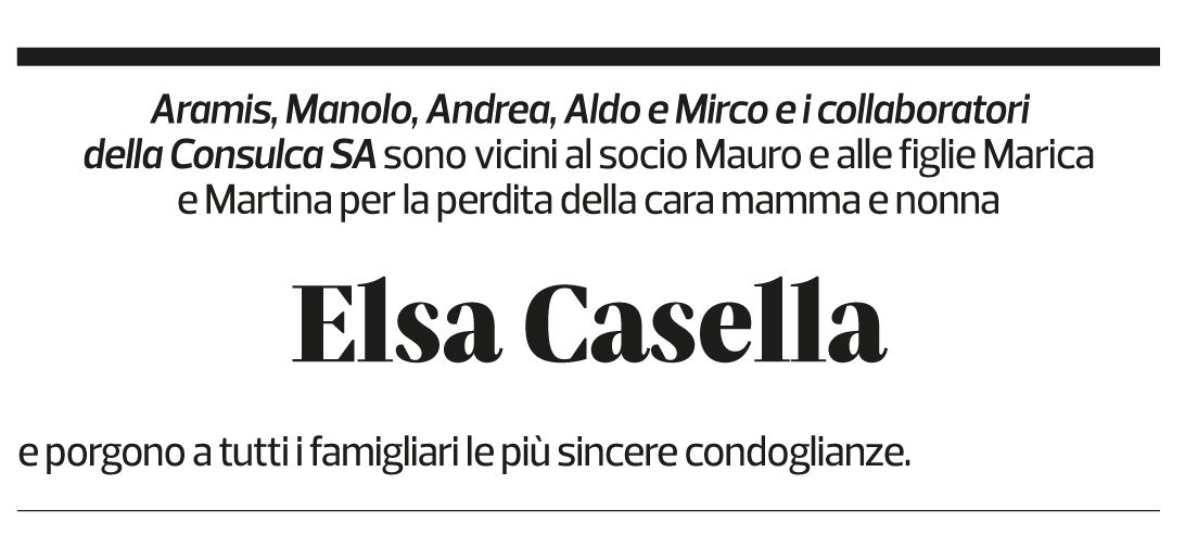 Annuncio funebre Elsa Casella