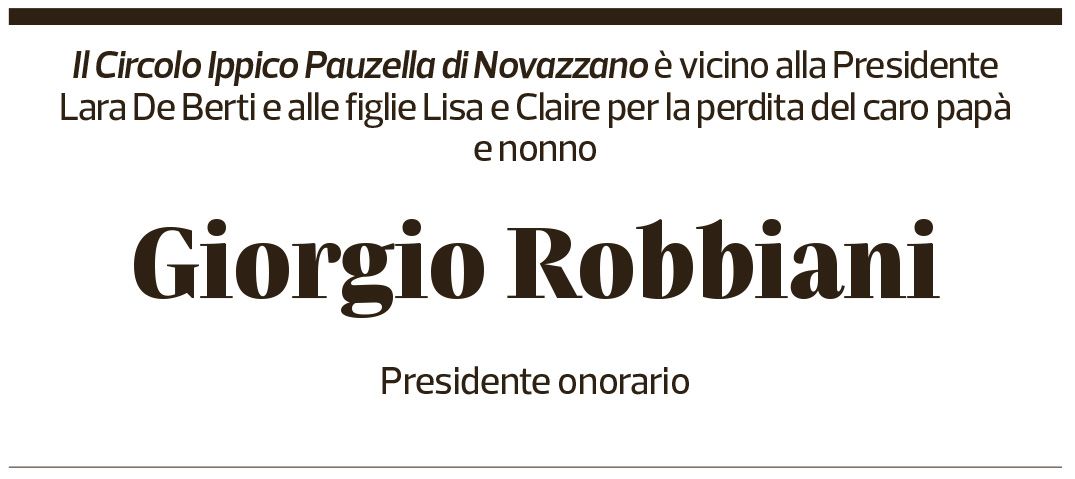 Annuncio funebre Giorgio Robbiani