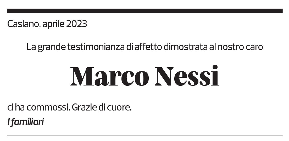 Annuncio funebre Marco Nessi