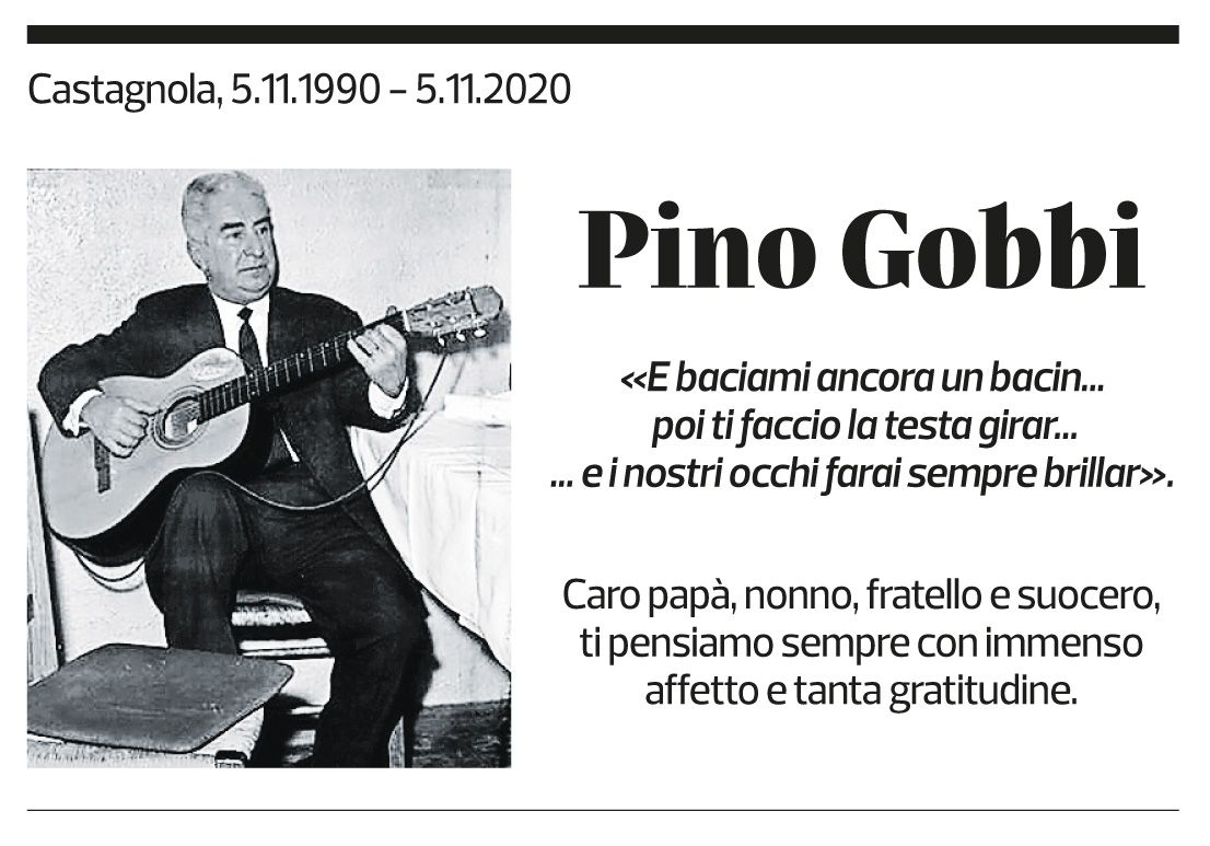 Annuncio funebre Pino Gobbi