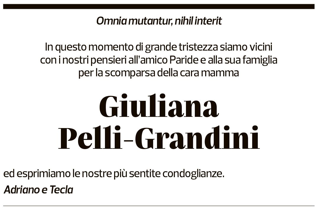 Annuncio funebre Giuliana Pelli-grandini