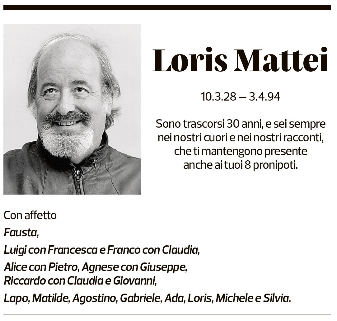 Annuncio funebre Loris Mattei