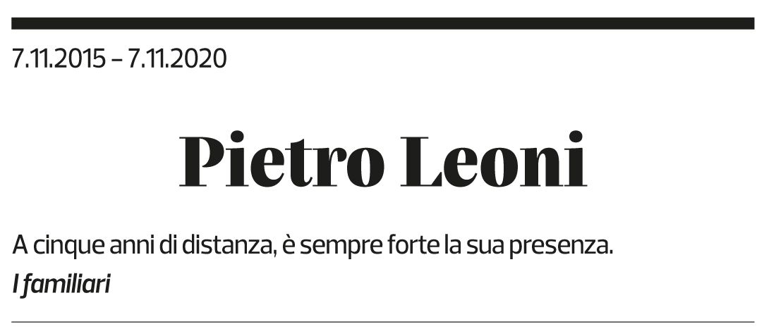 Annuncio funebre Pietro Leoni
