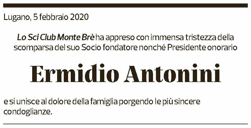 Annuncio funebre Ermidio Antonini