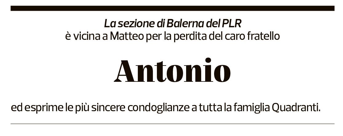 Annuncio funebre Antonio Quadranti