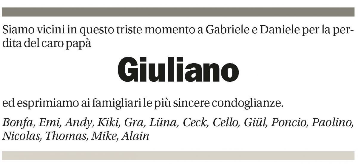 Annuncio funebre Giuliano Amadò
