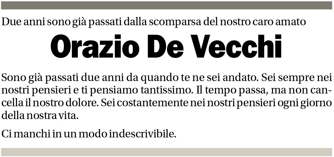 Annuncio funebre Orazio De Vecchi
