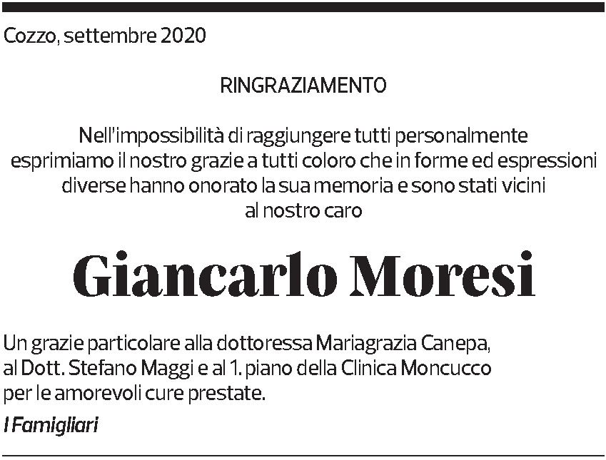 Annuncio funebre Giancarlo Moresi