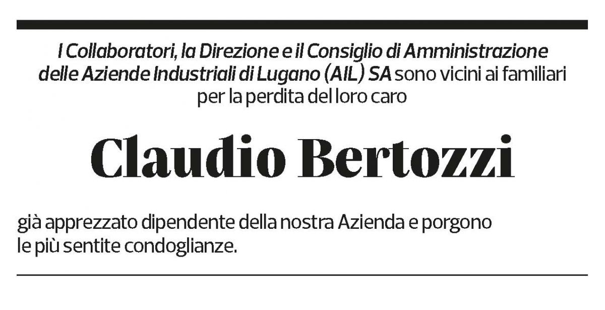 Annuncio funebre Claudio Bertozzi
