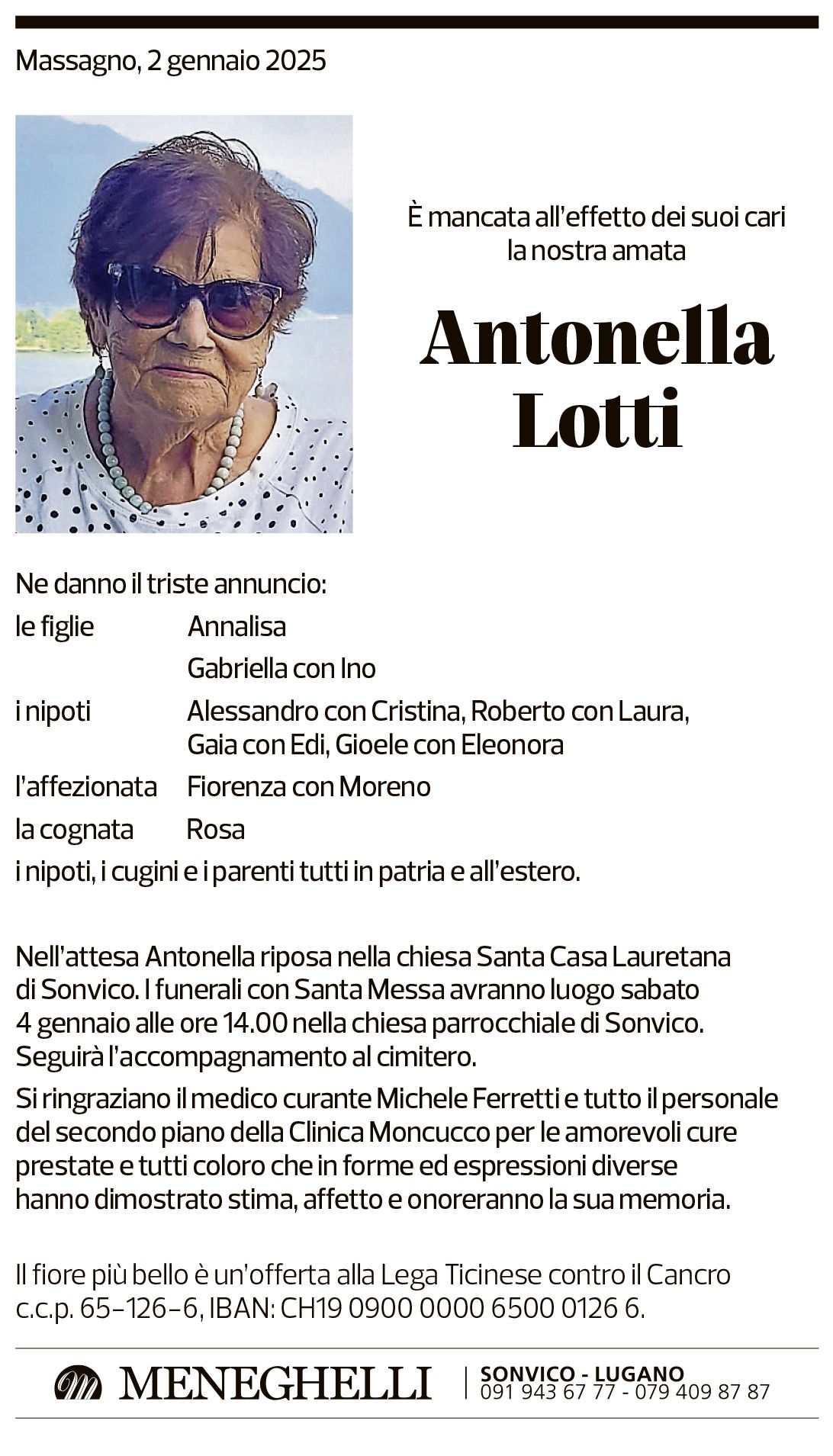 Annuncio funebre Antonella Lotti