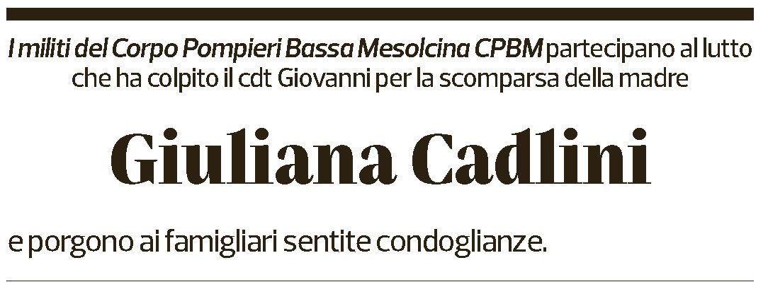Annuncio funebre Giuliana Cadlini