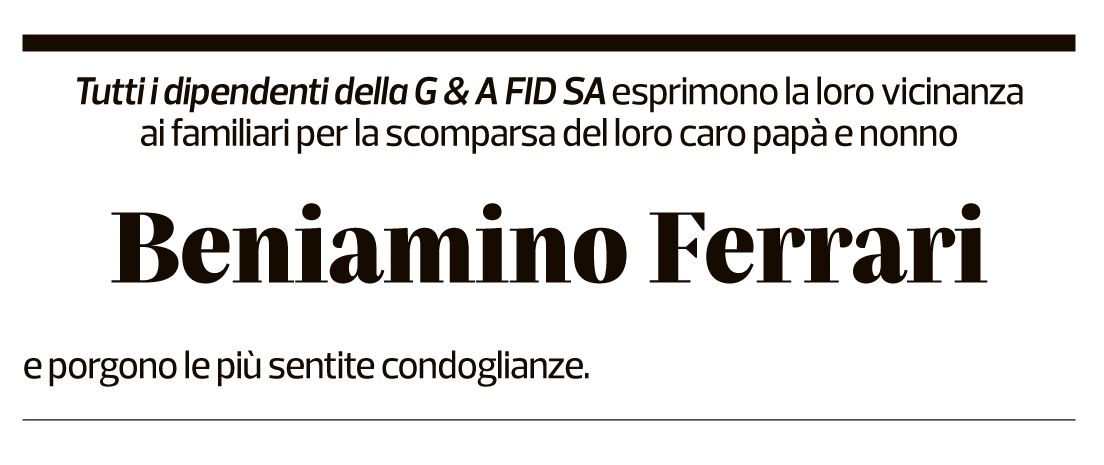 Annuncio funebre Beniamino Ferrari