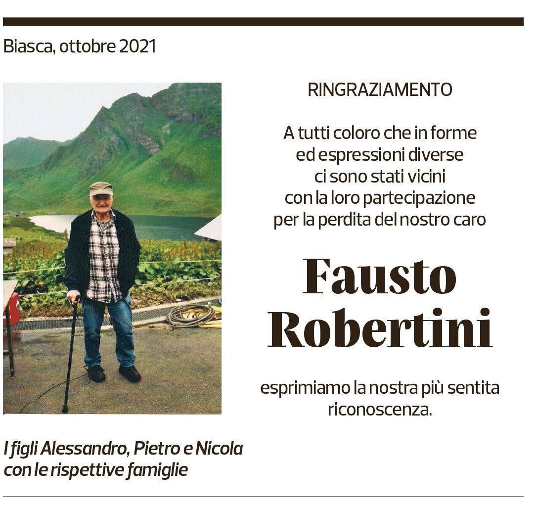 Annuncio funebre Fausto Robertini