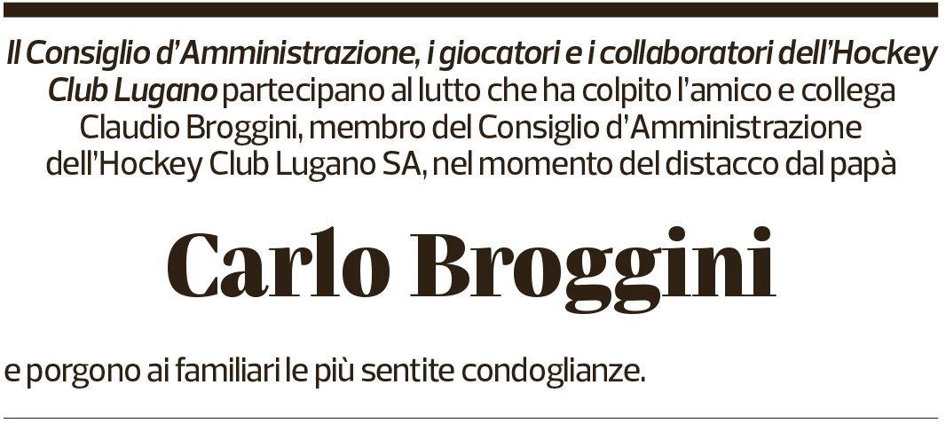 Annuncio funebre Carlo Broggini