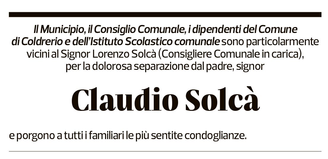 Annuncio funebre Claudio Solcà