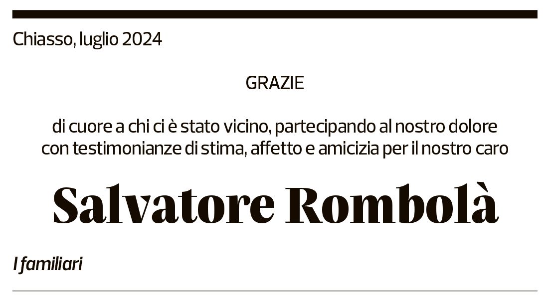 Annuncio funebre Salvatore Rombolà