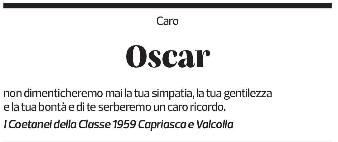 Annuncio funebre Oscar Mosca