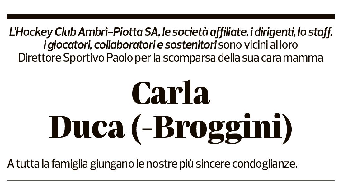 Annuncio funebre Carla Duca