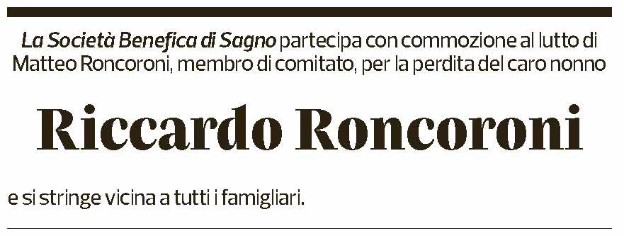 Annuncio funebre Riccardo Roncoroni