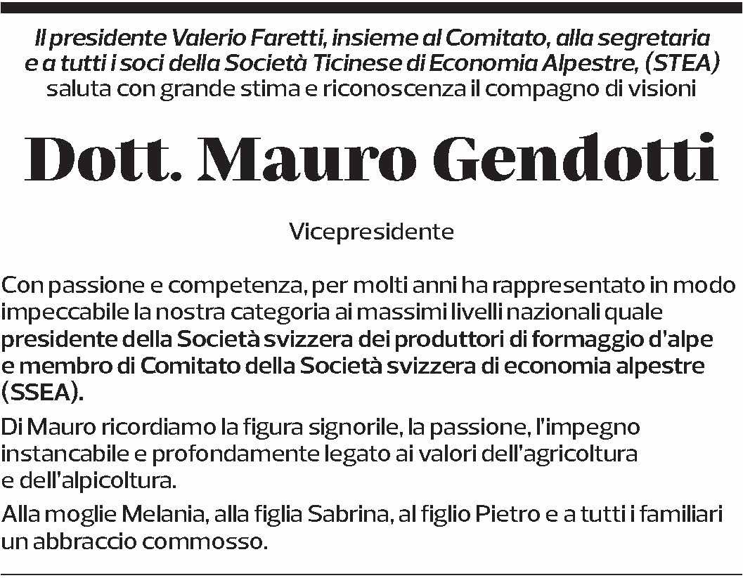 Annuncio funebre Mauro Gendotti