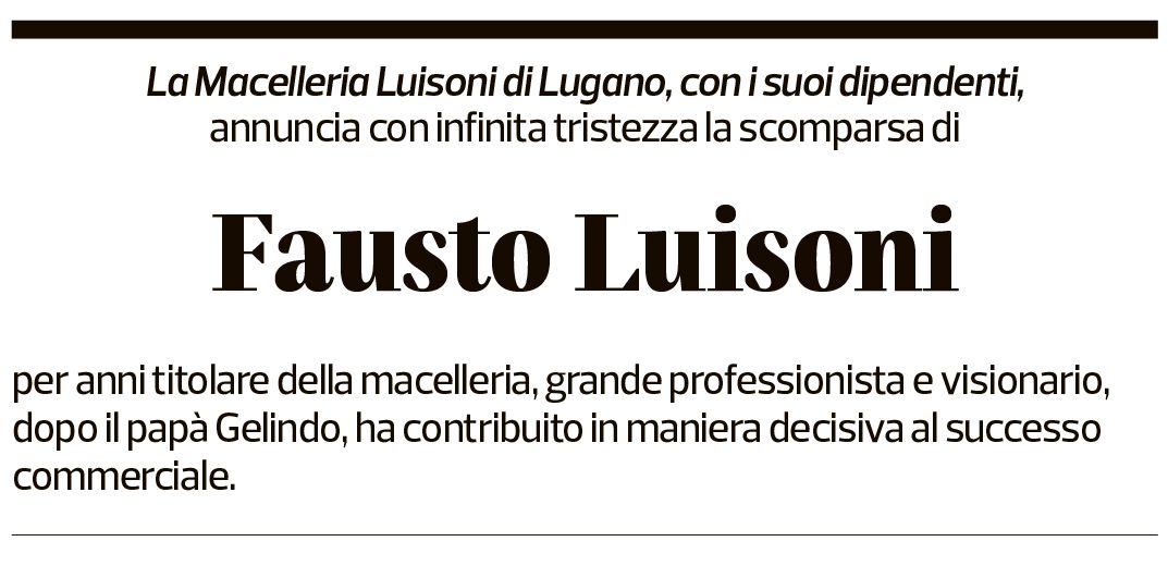 Annuncio funebre Fausto Luisoni