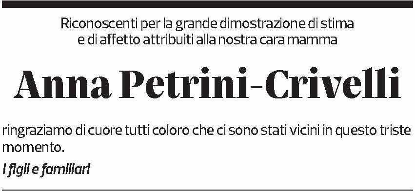Annuncio funebre Anna Petrini-crivelli