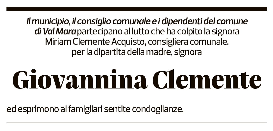 Annuncio funebre Giovannina Clemente