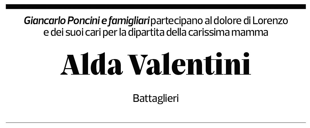 Annuncio funebre Alda Valentini Battaglieri