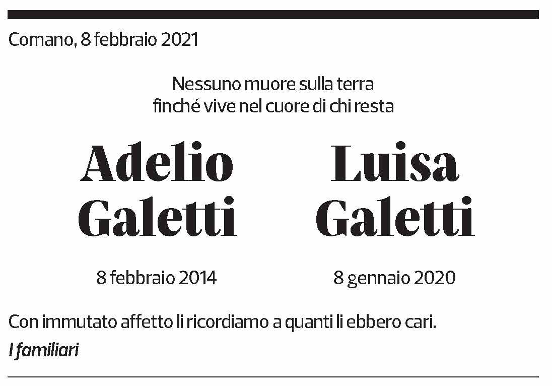 Annuncio funebre Adelio E Luisa Galetti