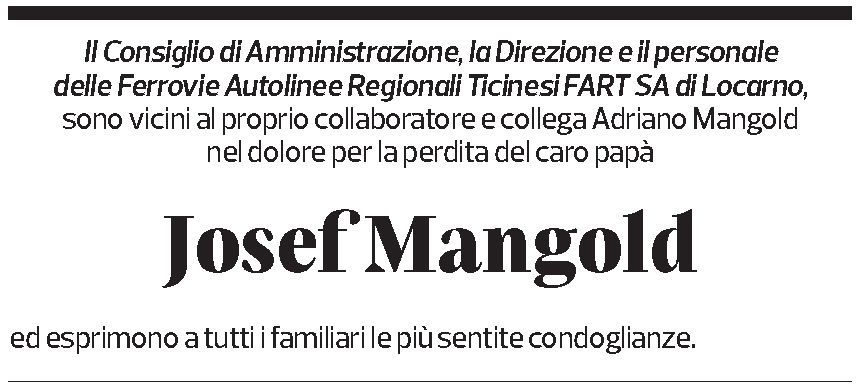 Annuncio funebre Josef Mangold