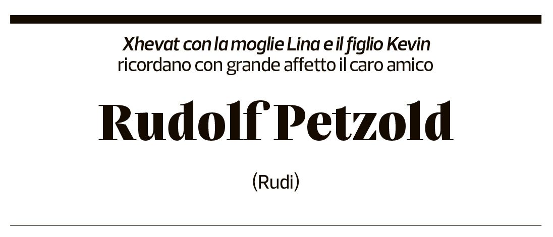 Annuncio funebre Rudolf Petzold