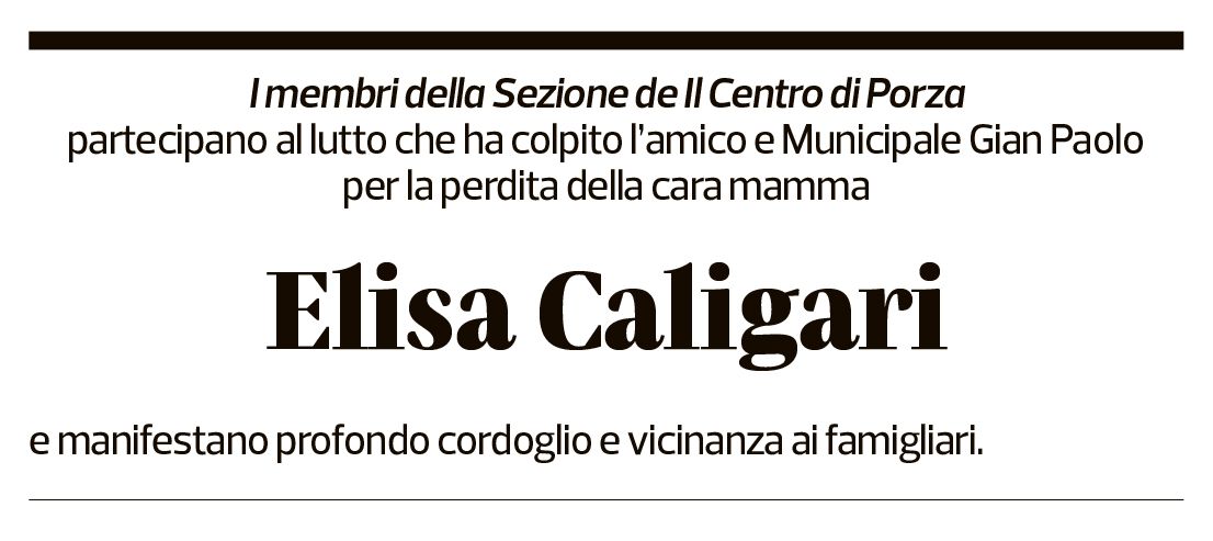 Annuncio funebre Elisa Caligari