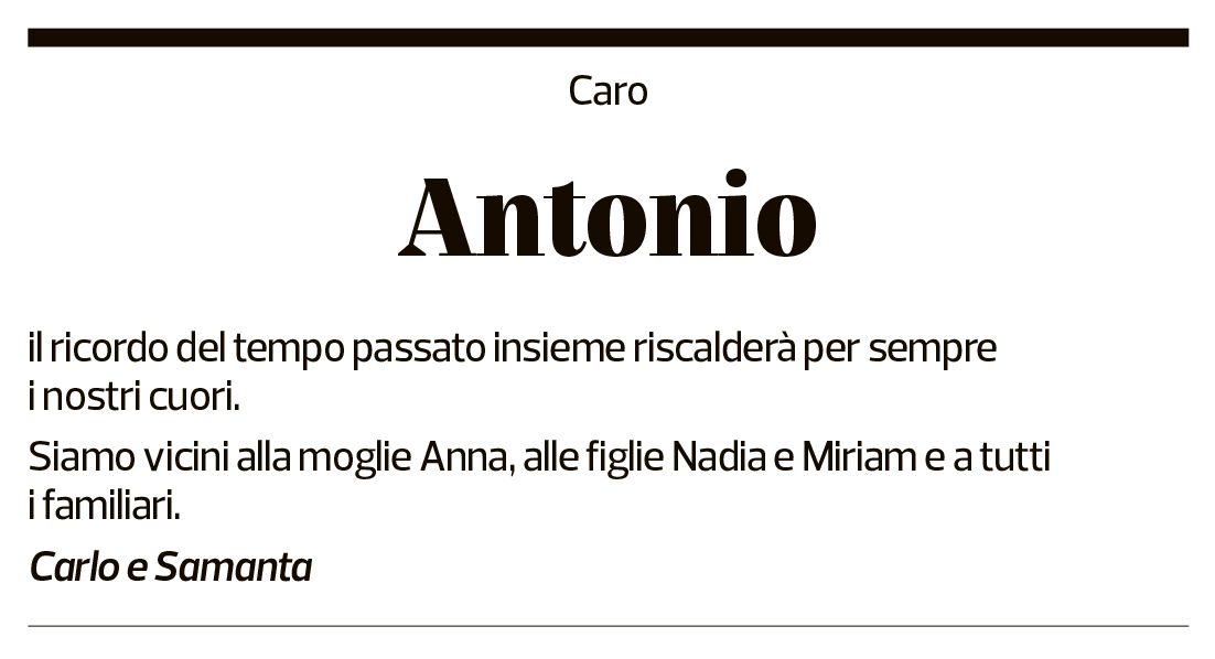 Annuncio funebre Antonio Florini