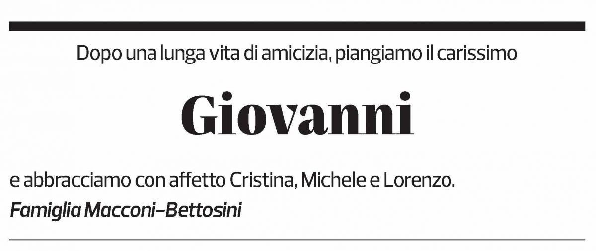 Annuncio funebre Giovanni Balmelli