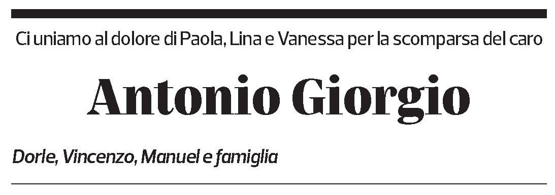 Annuncio funebre Antonio Giorgio