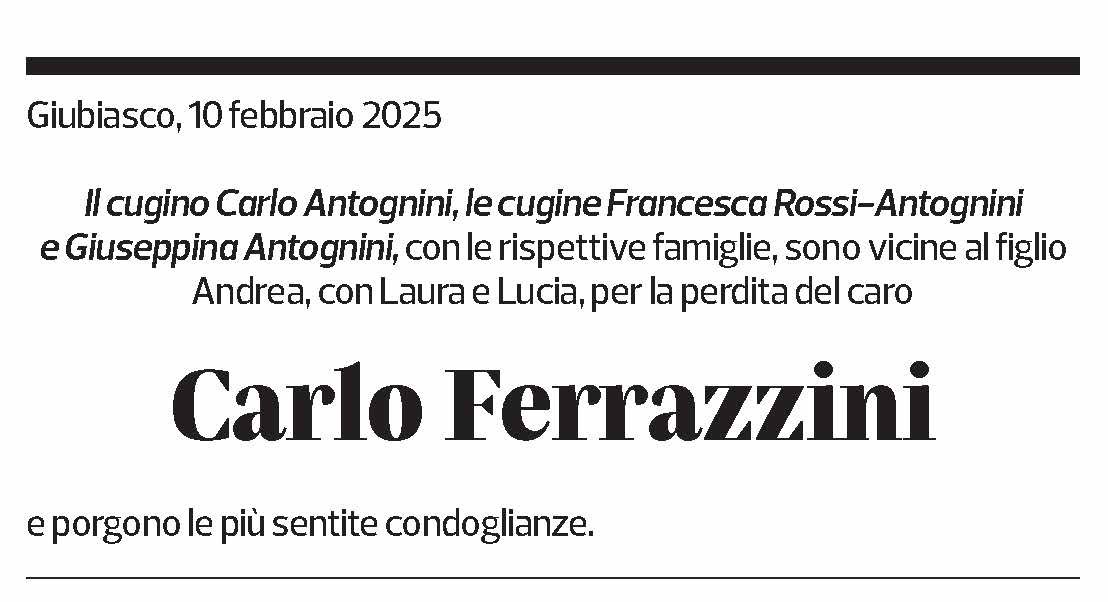 Annuncio funebre Carlo Ferrazzini