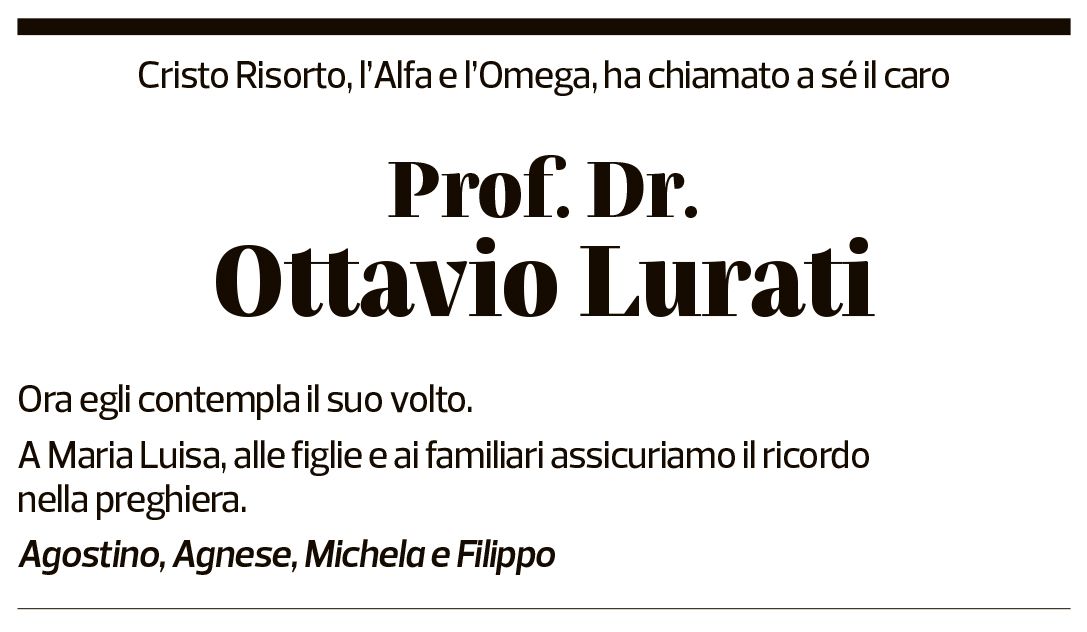 Annuncio funebre Ottavio Lurati