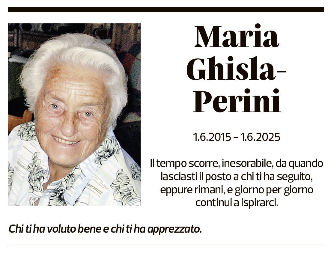Annuncio funebre Maria Ghisla-perini