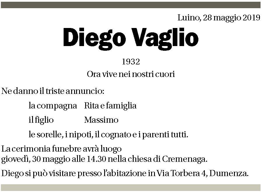 Annuncio funebre Diego Vaglio