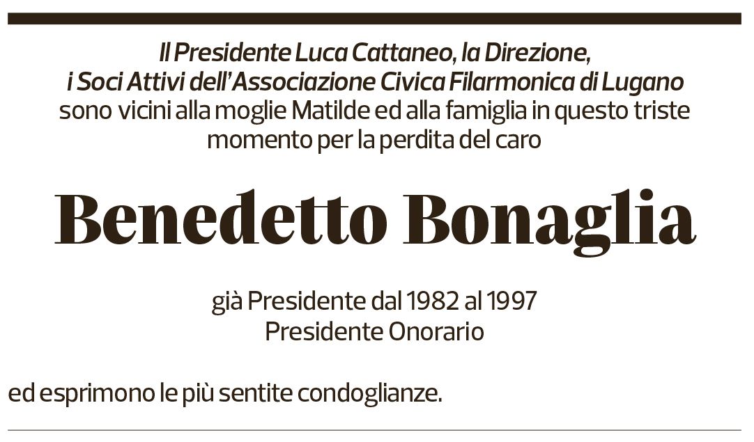 Annuncio funebre Benedetto Bonaglia