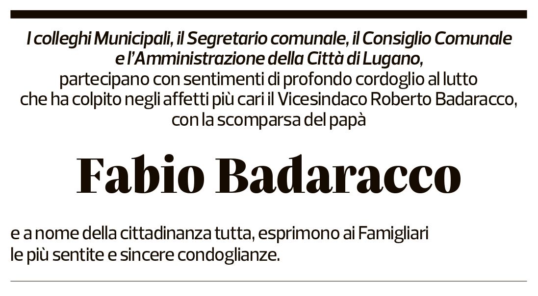 Annuncio funebre Fabio Badaracco