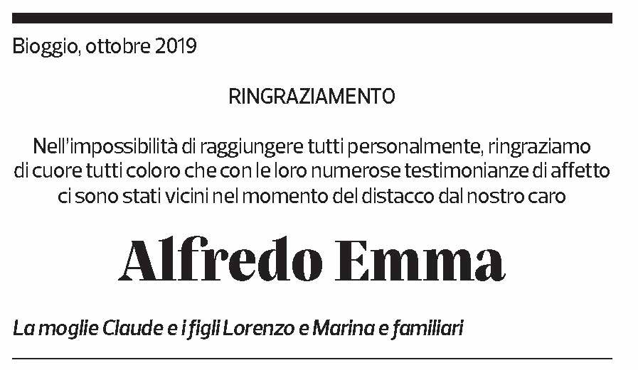 Annuncio funebre Alfredo Emma